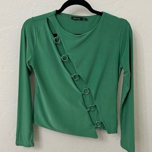 Boohoo Asymmetrical Long-Sleeve Top